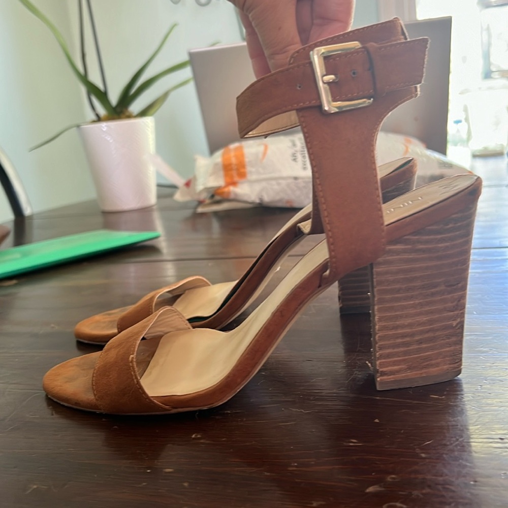 Faux Suede Stacked Heels